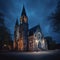 Intricate Details of Historic Church at Blue Hour