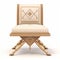 Intricate Egyptian Iconography Folding Chair With Ottoman