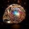 Intricate Fantastical Ring Design with Vibrant Swirling Galaxy