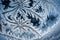 The intricate frost patterns on a window, providing a close-up view of the delicate beauty that