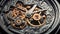 Intricate Gear Mechanism Within a Timepiece. Generative ai