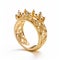 Intricate Gold Crown Ring With Detailed Texture And Intricate Patterns