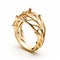 Intricate Gold Ring With Diamond Accents - Futuristic Organic Design