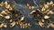Intricate Golden Baroque Floral Decoration on Black Marble