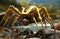 Intricate Golden spider robot. Generate Ai