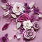 Intricate Handcrafted 3d Abstract Flowers: White And Violet Rose