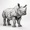 Intricate Line-work: Rhino 3d Rendered With Nature-inspired Camouflage