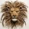 Intricate Lion Head Mask: A Fusion Of Straw And Artistic Styles