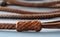 Intricate long leather knot tied from a single strand of leather