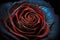 Intricate macro photo of a crimson rose