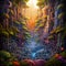 Intricate maze infused with magical elements in a fantastical realm