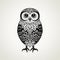 Intricate Minimalism: Black And White Owl Illustration With Delicate Markings