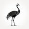 Intricate Minimalism: Ostrich In Traditional Japanese Motifs