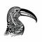 Intricate Minimalist Toucan: Ornamental Abstraction In Monochrome