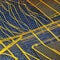 An intricate network of interconnected golden lines resembling a futuristic circuit board1, Generative AI