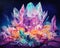 An intricate oil painting of fluorite crystals