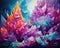 An intricate oil painting of fluorite crystals