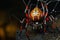 Intricate Orb weaver spider arabesca predator. Generate Ai