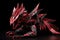intricate origami dragon in dramatic reds and blacks