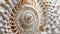 An intricate pattern of seashell spirals adorning a ceramic vase.