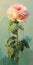 Intricate Pink Rose Painting On Green Background With Creamy Texture