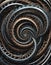 Intricate Rustic Metal Panel with Swirling Pattern, Generative AI