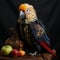 Intricate Sculpture-based Photography: Parrot In Bavarian Clothing Feeding On Apples
