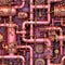 Intricate seamless pattern with copper pipes and valves. Repetitive industrial background. Generative AI