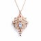 Intricate Storytelling: Rose Gold Necklace With Aquamarine Blue Topaz Pendant