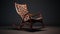 Intricate Texture: Brown Leather Rocking Chair In Hard Surface Modeling