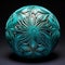 Intricate Turquoise Ball With Floral Design - Organic Sculpting