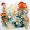 Intricate Underwater World Textile Art With Flowers On Paper