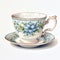 Intricate Watercolor Tea Cup Illustration With Retro Charm