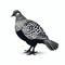 Intricate White Vector Silhouette Of Pigeon With Chrome-plated Pigeoncore Design