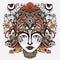 Intricate Women\\\'s Head In Colorful Biomorphic Forms