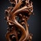 Intricate Wood Carving: Nature-Inspired Sculpture on Dark Oak Pedestal