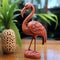 Intricate Woodwork Bbq Ontario Flamingo Statue With Zen Buddhism Influence