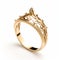 Intricate Yellow Gold Crown Inspired Ring - Realistic Fairy Tale Jewelry