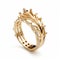 Intricate Yellow Gold Ring With Diamond Accents - Inspired By Crown