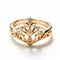 Intricate Yellow Gold Ring With Diamonds And Leaves - Inspired By Hiroshi Nagai