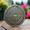 Intricately carved Aztec calendar stone