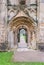 An intricately carved entrance to ancient Glastonbury Abbey