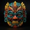 Intricately carved tribal mask with ancient symbols and patterns