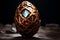 An intricately designed golden egg with a glowing core sits against a dark backdrop, symbolizing mystery and luxury