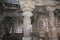 Intricately designed pillar inside the main sanctum of Hoysaleswara Temple