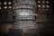 Intricately designed pillar inside the main sanctum of Hoysaleswara Temple