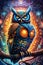 Intricately detailed multicolor owl delight, a masterpiece in digital painting