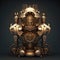 An Intricately Detailed Steampunk Automaton Depicted