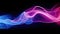 Intricately flowing pink blue purple waves on black background. Smooth curvy shape fluid background. Transparent smooth