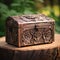 Intricately Hand-Carved Wooden Jewelry Box with Delicate Leaves and Flowers